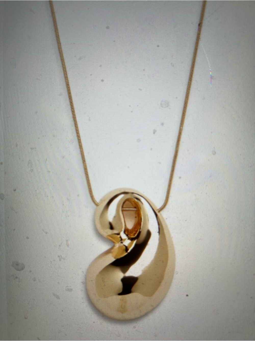 New with Tag Open Edit Curved Teardrop Pendant Gold 32”